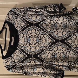 STUDIO ONE NEW YORK BRAND WOMEN'S PETITE BLUE & WHITE 3/4 SLEEVES DRESS SIZE PXL